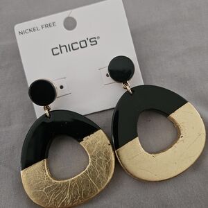 Chico's Elegant Black and Gold Earrings